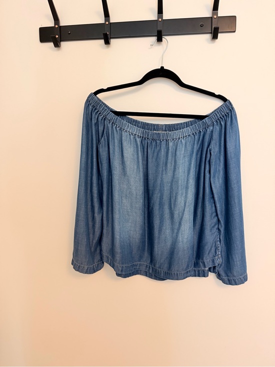 cloth & stone Tops - cloth & stone Denim Off-Shoulder Blouse in Blue